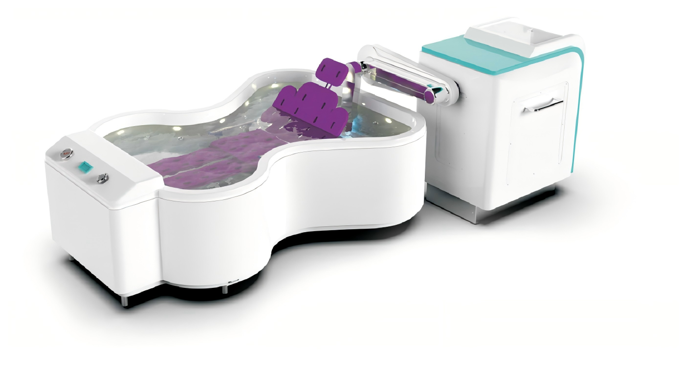 Butterfly bathtub and rotating rocker arm transfer stretcher
